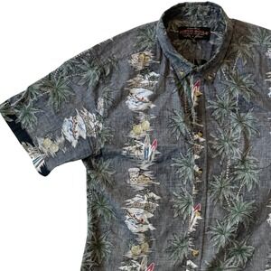 Rustic Souls Hawaiian Shirt‎ Mens XL Palm Trees Surfboard Aloha Number 89
